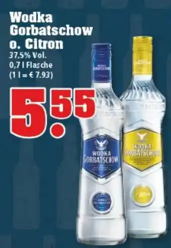 trinkgut Wodka Gorbatschow o. Citron 0,7L Angebot