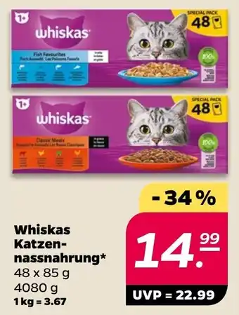 NETTO Whiskas Katzennassnahrung 48 x 85 g Angebot