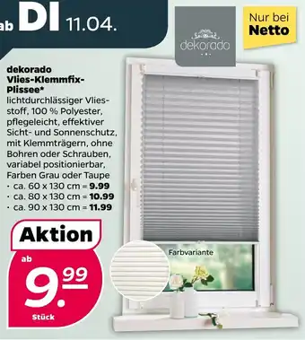 NETTO Dekorado Vlies Klemmfix Plissee Angebot