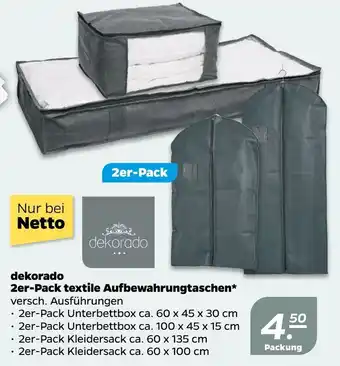 NETTO Dekorado 2er Pack textile Aufbewahrungtaschen Angebot