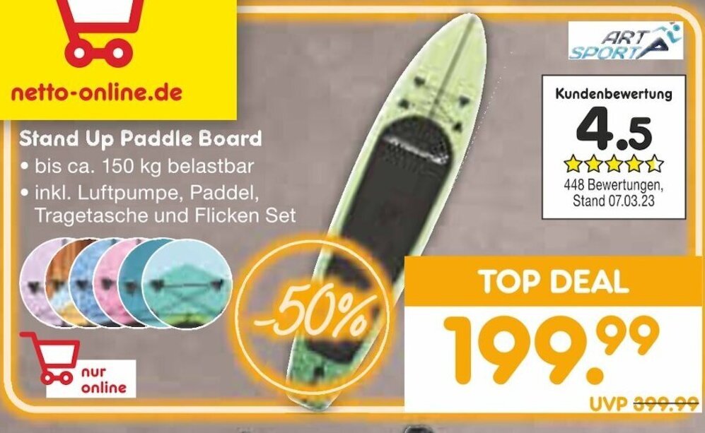 ArtSport Stand Up Paddle Board Angebot bei Netto MarkenDiscount