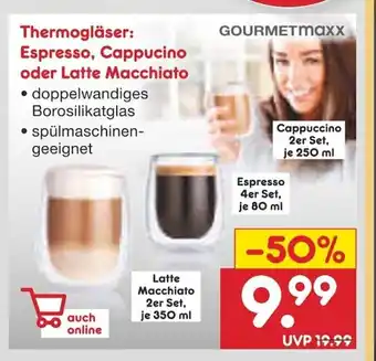 Netto Marken-Discount Gourmetmaxx Termoglasser: Espresso. Cappucino o. Latte Macchiato 4/2st Angebot