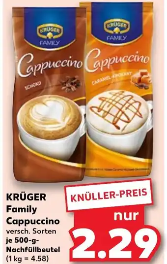 Kaufland Krüger Family Cappuccino 500 g Nachfüllbeutel Angebot