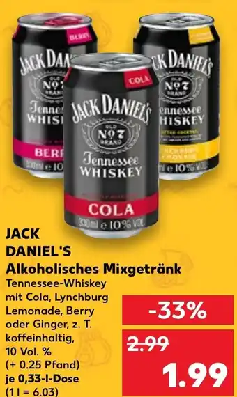 Kaufland Jack Daniel's Alkoholisches Mixgetränk 0,33 L Dose Angebot