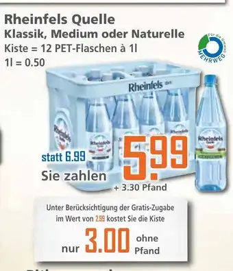 Klaas und Kock Rheinfels Quelle Klassik, Medium oder Naturelle 12x1L Angebot