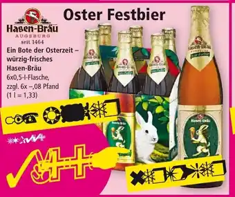 Norma Hasen Bräu Oster Festbier Ein Bote der Osterzeitwürzig frisches Hasen Bräu 6x0,5L Angebot