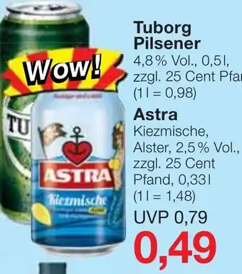 Jawoll Tuborg Pilsener 0,5L oder Astra 0,33L Angebot