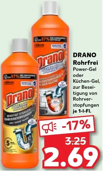 Kaufland Drano Rohrfrei Power Gel oder Küchen Gel 1 L-Fl. Angebot