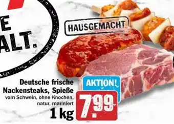 Hit Deutsche frische Nackensteaks, Spieße 1 kg Angebot