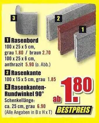 B1 Discount Baumarkt Rasenbord, rasenkante oder rasenkanten-rundwinkel 90° Angebot