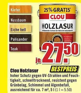 B1 Discount Baumarkt Clou holzlasur Angebot