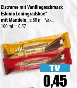 Mix Markt Eiscreme mit Vanillegeschmack Eskimo Leningradskoe mit Mandeln 80ml Angebot