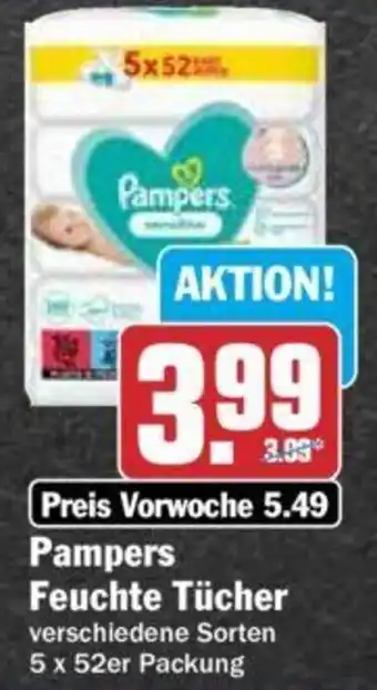 Hit Pampers Feuchte Tücher 5 x 52er Packung Angebot