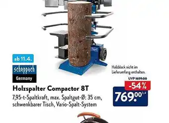 Aldi Nord Scheppach holzspalter compactor 8t Angebot