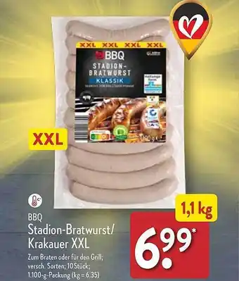 Aldi Nord Bbq stadion-bratwurst oder krakauer xxl Angebot