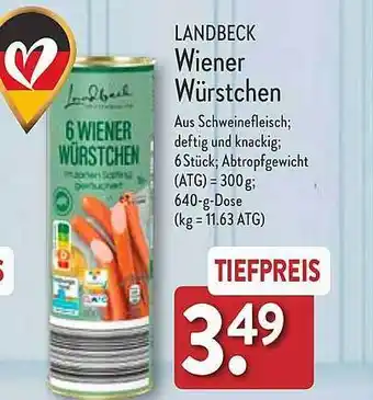 Aldi Nord Landbeck wiener würstchen Angebot