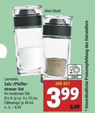 Marktkauf Leonardo salz-pfefferstreuer-set Angebot