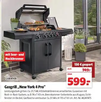 Hagebau Mr. Gardener Gasgrill New York 4 Pro Angebot