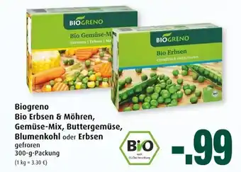 Markant Biogreno Bio Erbsen & Möhren, Gemüse Mix, Buttergemüse, Blumenkohl oder Erbsen 300g Angebot