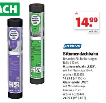 Hagebau Renovo Bitumendachbahn Angebot