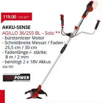 Selgros Einhell Akku Sense Agillo 36/255 BL-Solo Angebot