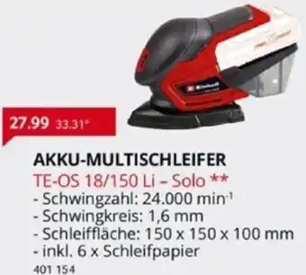 Selgros Einhell Akku Multischleifer TE-OS 18/150 Li Solo Angebot