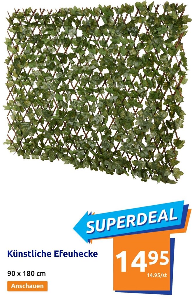 Knstliche Efeuhecke 90 x 180 cm Angebot bei Action