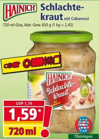 Norma Hainich Schlachtekraut mit Cabanossi 720ml Glas Angebot