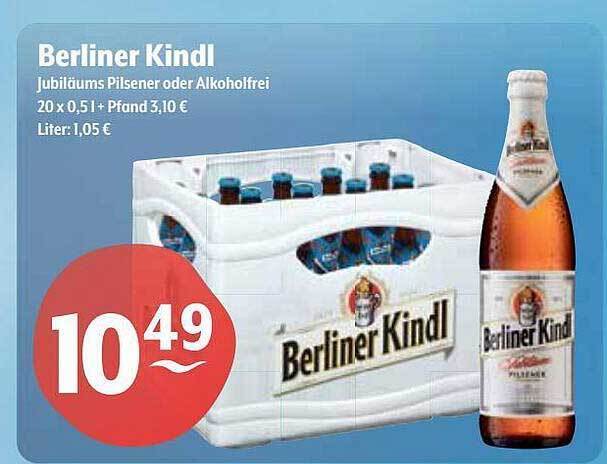 Berliner kindl jubiläums pilsener oder alkoholfrei Angebot bei Getränke ...