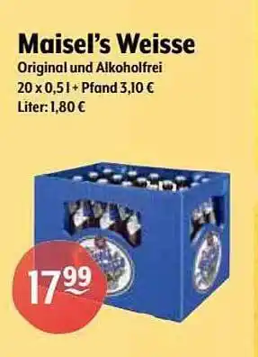 Getränke Hoffmann Maisel's weisse original und alkoholfrei Angebot