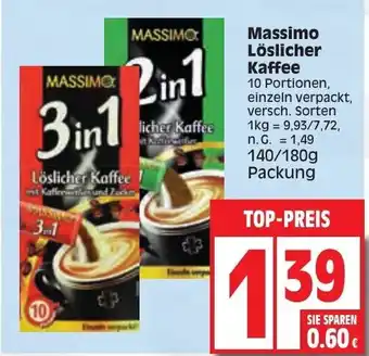 Edeka Massimo Löslicher Kaffee 140/180g Packung Angebot