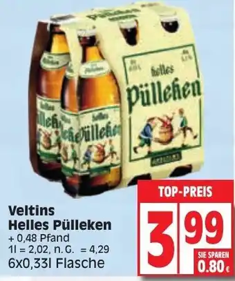 Edeka Veltins Helles Pülleken 6x0,33L Flasche Angebot