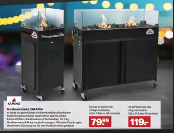 Handelshof KAMINO Gasfeuerstelle CATANIA 6,2-Kw-Brenner Angebot