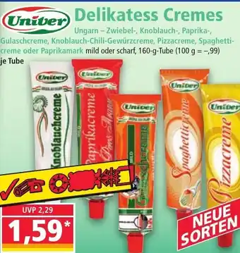 Norma Univer Delikatess Cremes Ungarn Zwiebel, Knoblauch, Paprika, Gulashcreme, Knoblauch Chili Gewürzcreme, Pizzacreme 160g Angebot