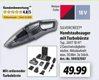 Lidl Silvercrest handstaubsauger mit turbobürste sast 18 a1 Angebot