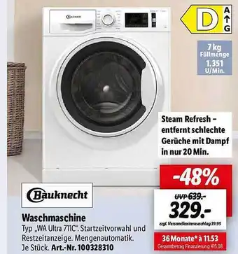 Lidl Bauknecht waschmaschine wa ultra 711c Angebot