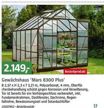 Bauhaus Gewächshaus 'mars 8300 plus' Angebot