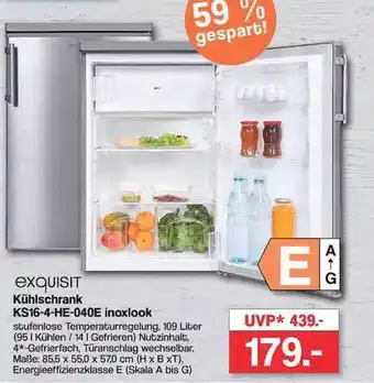 Famila Nord West Exquisit kühlschrank ks16-4-he-040e inoxlook Angebot