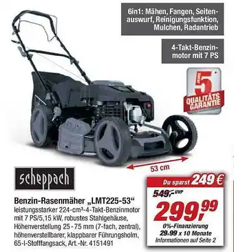 toom Baumarkt Scheppach benzin-rasenmäher lmt225-53 Angebot