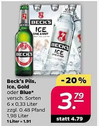 NETTO Beck's pils, ice, gold oder blue Angebot