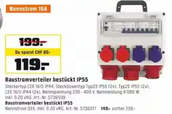 OBI Baustromverteiler bestückt IP55 Angebot