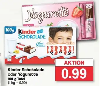 Famila Nord West Kinder Schokolade oder Yogurette 100 g Tafel Angebot