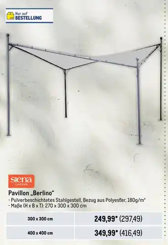 METRO Siena Garden Pavillon Berlino 300*300 cm Angebot