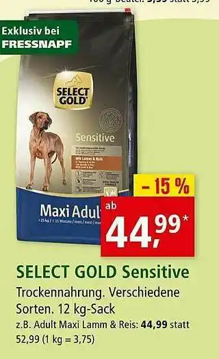 Fressnapf Select Gold Sensitive Trockennahrung. Verschiedene Sorten. Angebot