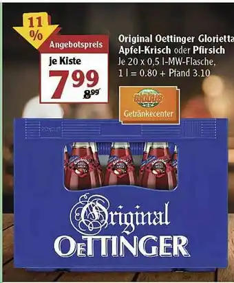 Globus Original Oettinger Glorietta Apfel-krisch Oder Pfirsich Angebot