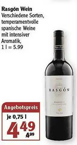 Globus Rasgón Wein Angebot