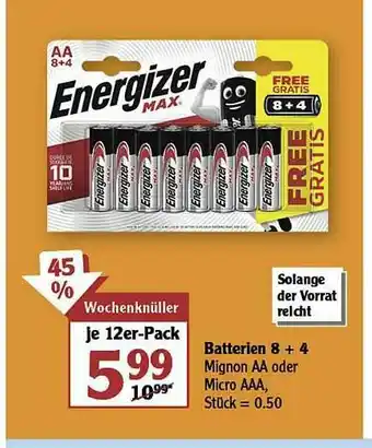 Globus Batterien 8 + 4 Angebot