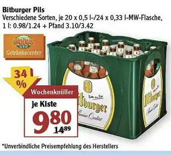 Globus Bitburger Pils Angebot