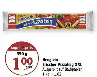 Globus Henglein Frischer Pizzteig Xxl Angebot