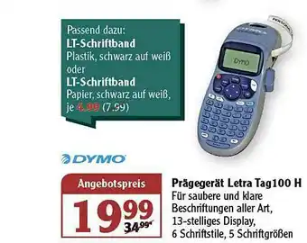 Globus Prägegerät Letra Tag 100 H Dymo Angebot